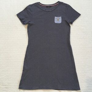 Tommy Hilfiger Striped Short Sleeve T Shirt Dress Womens S Pocket‎ Accent